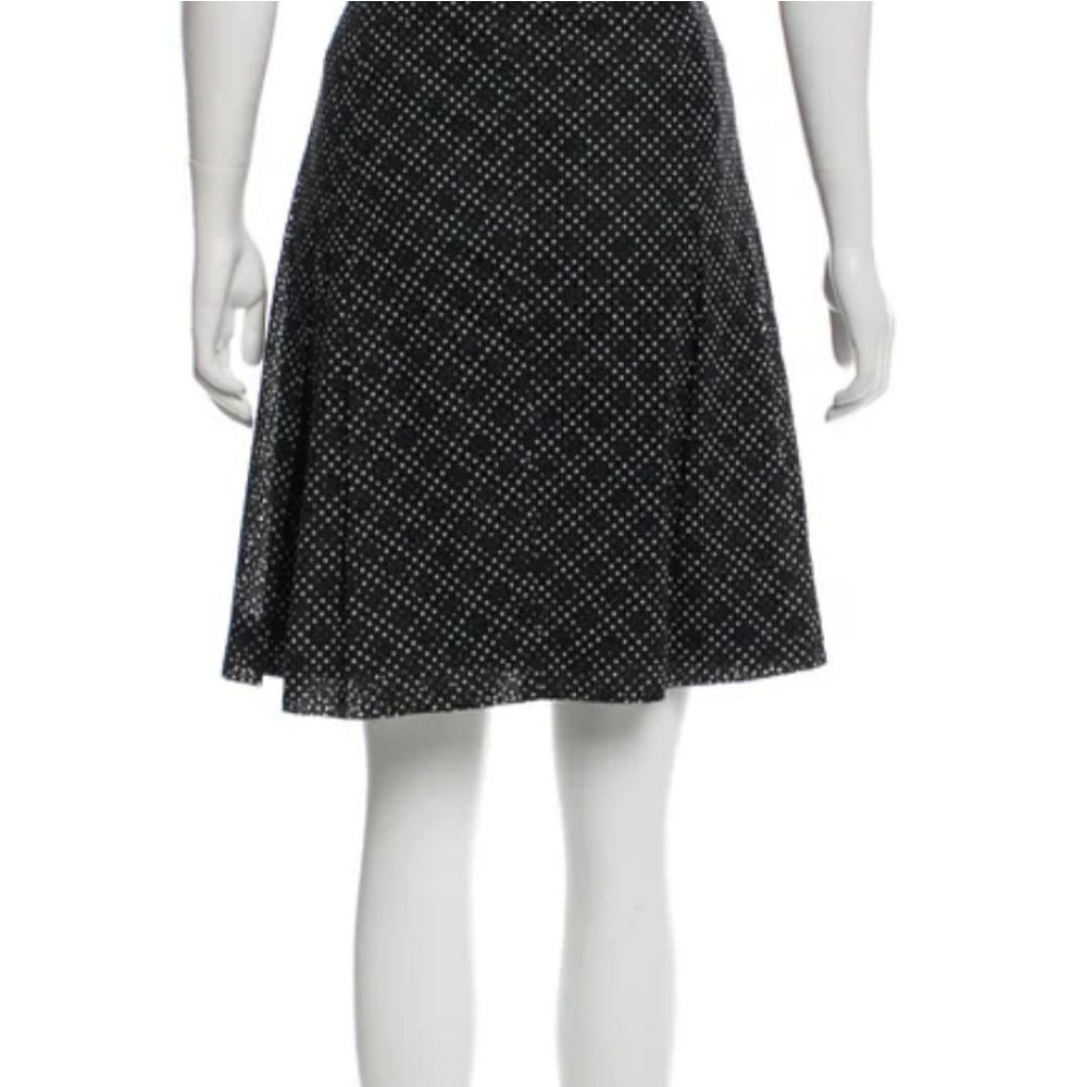 Akris punto black eyelet pleated belted skirt sz10